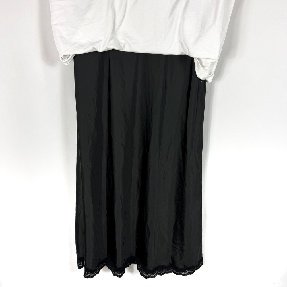 Love Stories Ann T-Shirt Dress Satin Lace Midi White Black Women Sz M - Picture 16 of 16